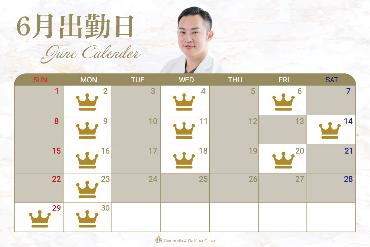 シンデレラ＆ダヴィンチクリニック 【佐藤医師】6月の出勤日