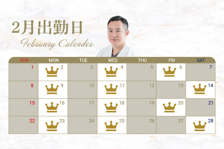 シンデレラ＆ダヴィンチクリニック 【佐藤医師】2月の出勤日